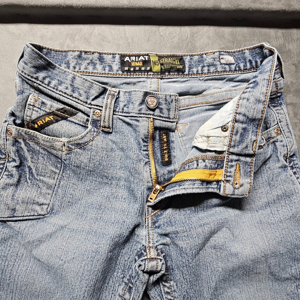 Ariat Rebar M5 Straight Leg Jeans Mens 30 Ironside Distressed Workwear Denim